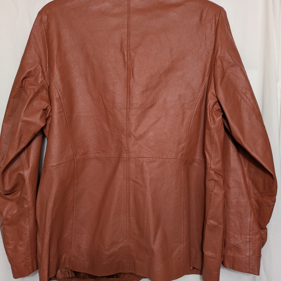 Y2K Metro Style Faux Leather Blazer Rust Brown Women’s 8 Vintage 90s/2000s - Picture 3 of 5